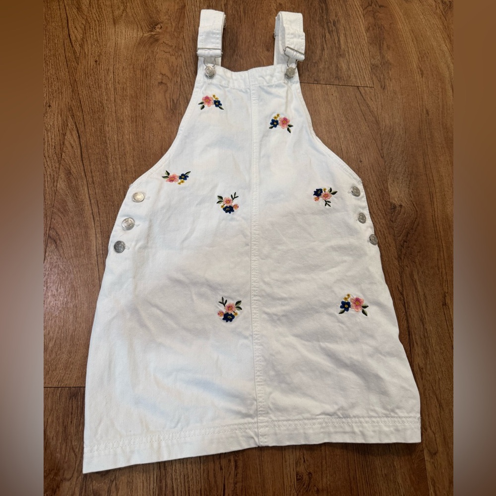 Forever 21 Cottagecore Floral Overall Dress Size Small S White Pinafore Mini